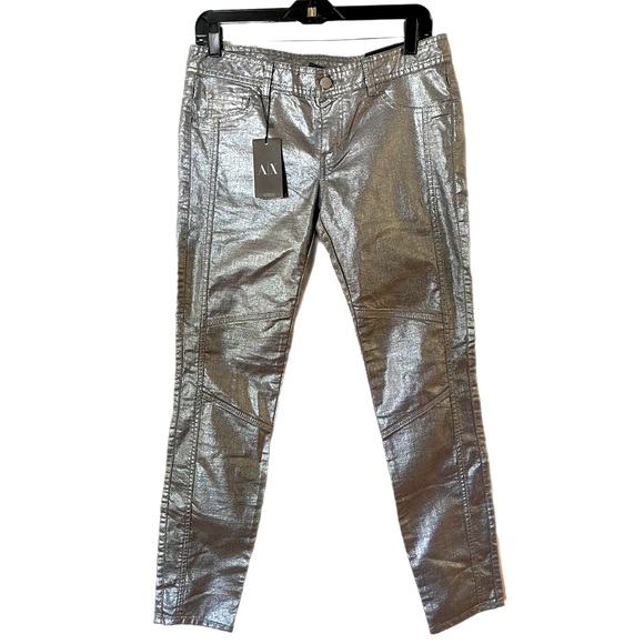 NWT ARMANI Silver Jeans ✨🩶✨ Metallic Denim - Picture 2 of 13